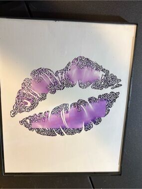 Purple Lip Print Wall Art  - Contemporary Home Art